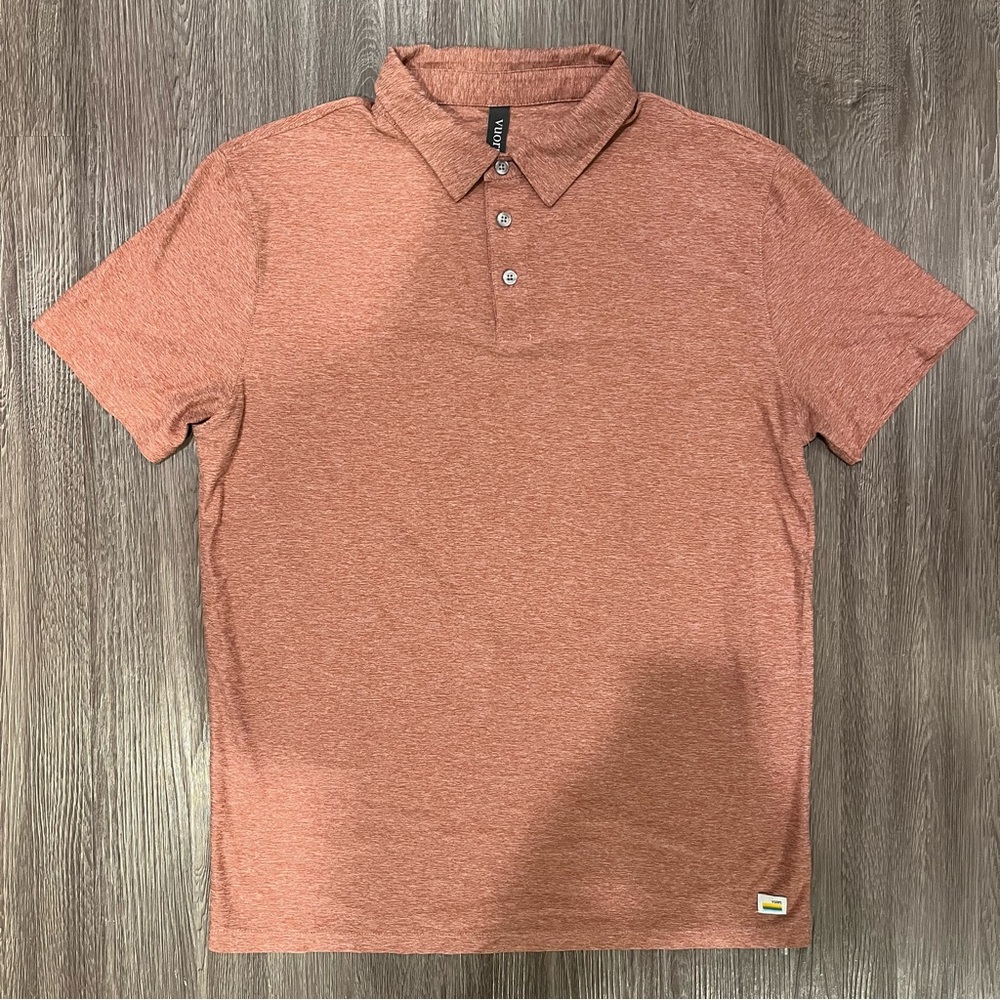 Vuori Men’s Strato Tech Polo Shirt - Light Red Medium
